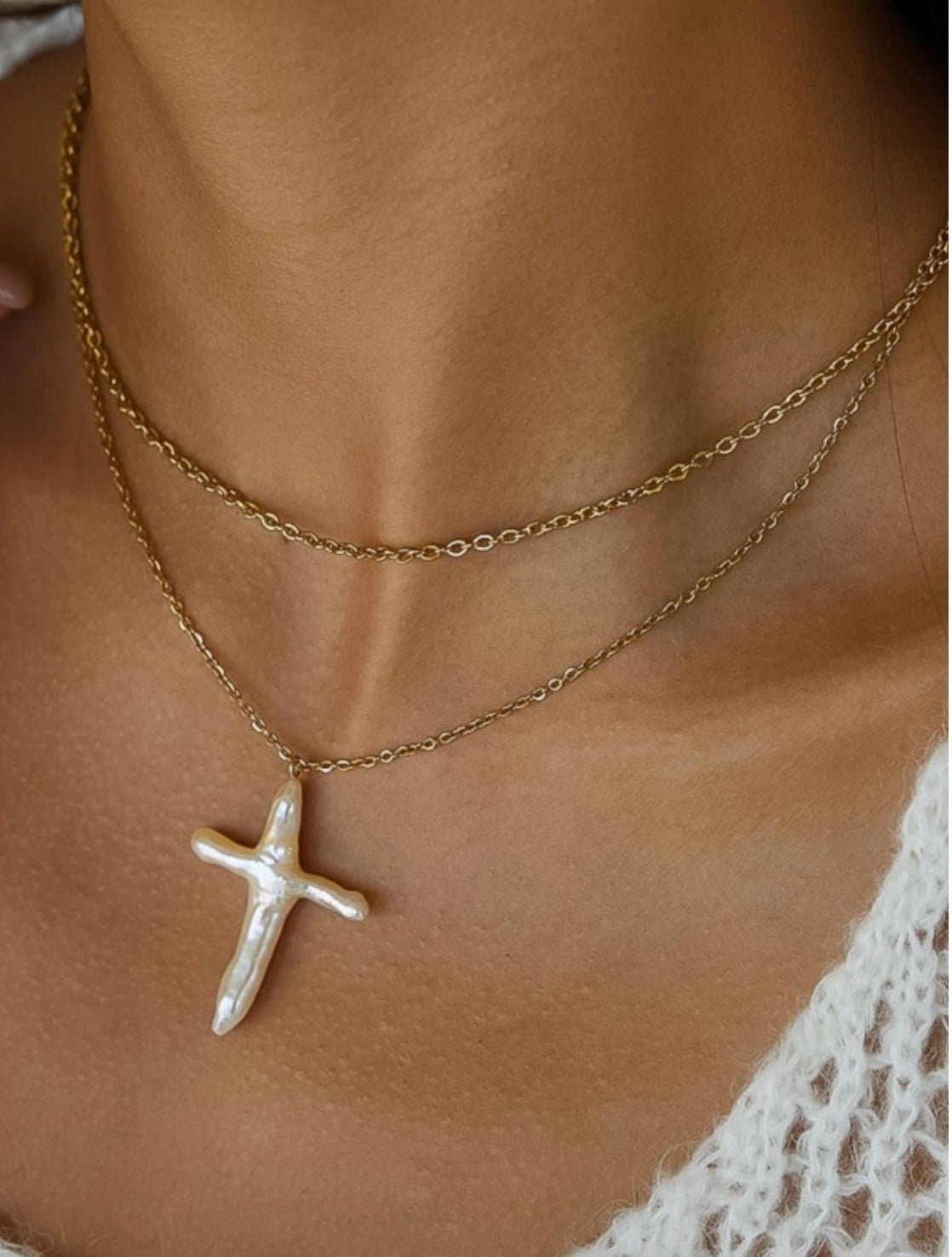 PEARL CROSS NECKLACE