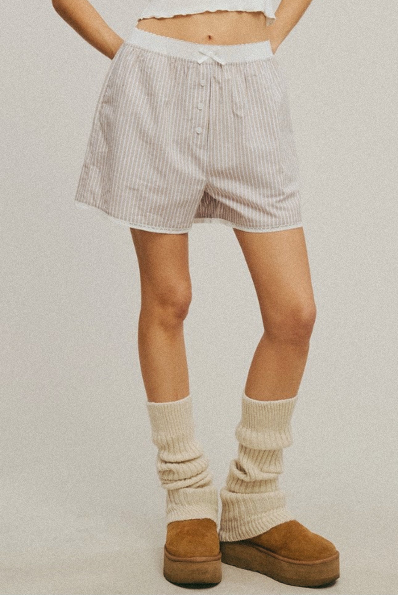 LACE HEM CONTRAST BOXER SHORT