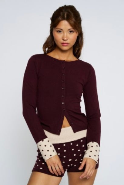POLKA DOT CUFFF CARDIGAN