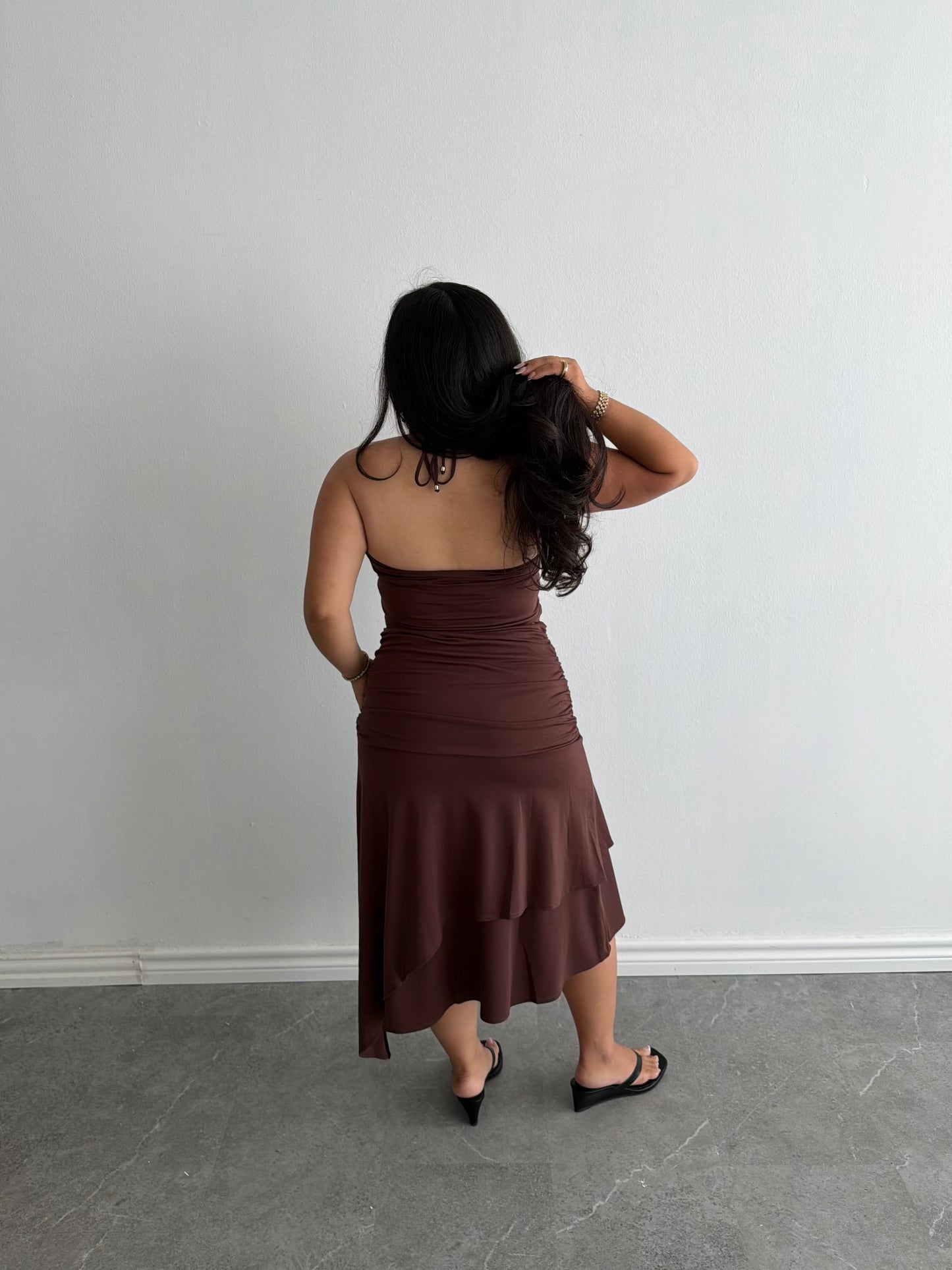 CHOCOLATE BROWN TOP  & SKIRT SET
