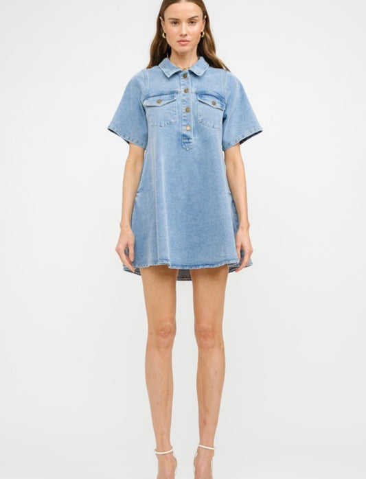 LIGHT DENIM MINI DRESS