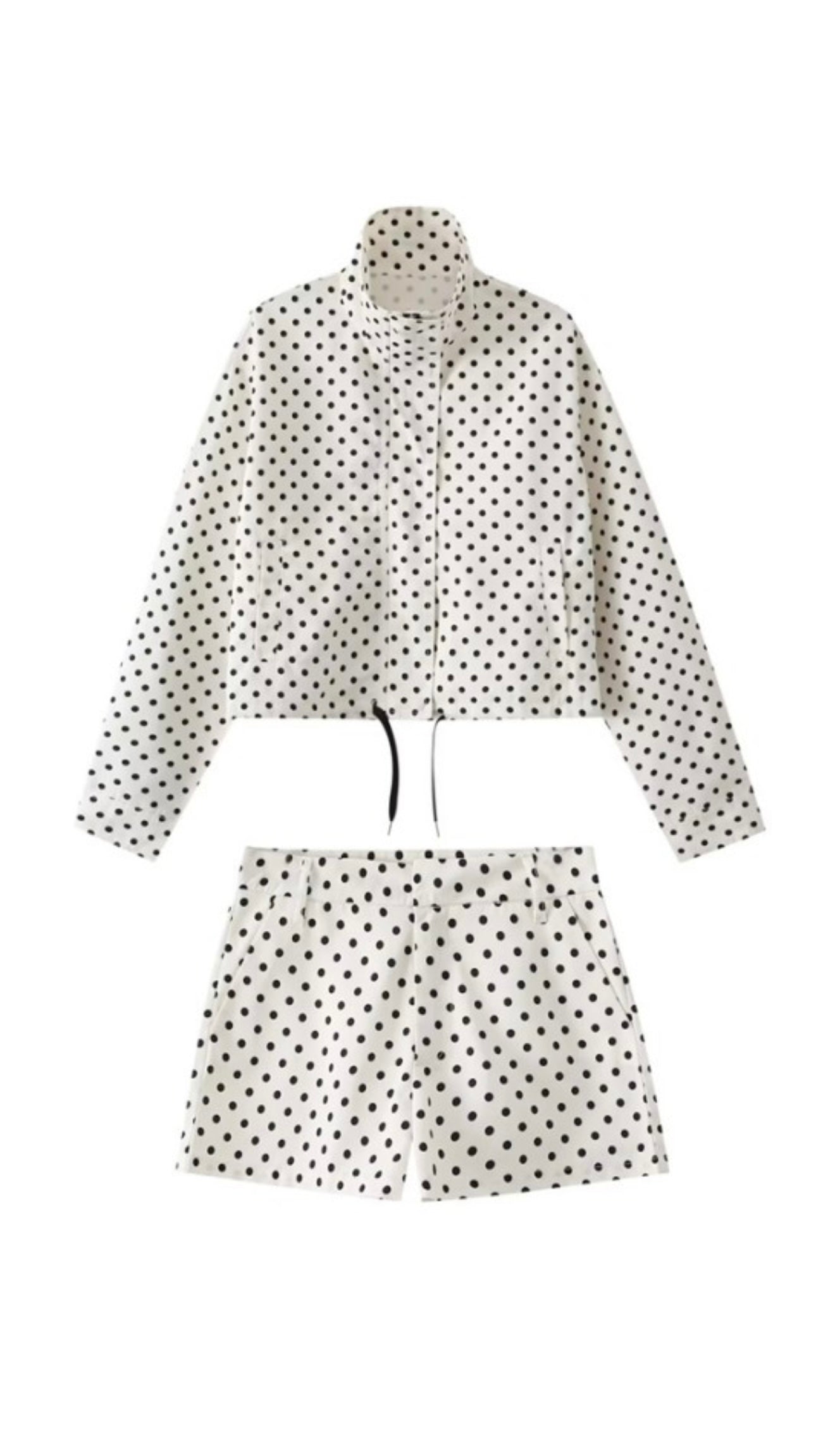 POLKA DOT BOMBER JACKET AND SHORTS SET