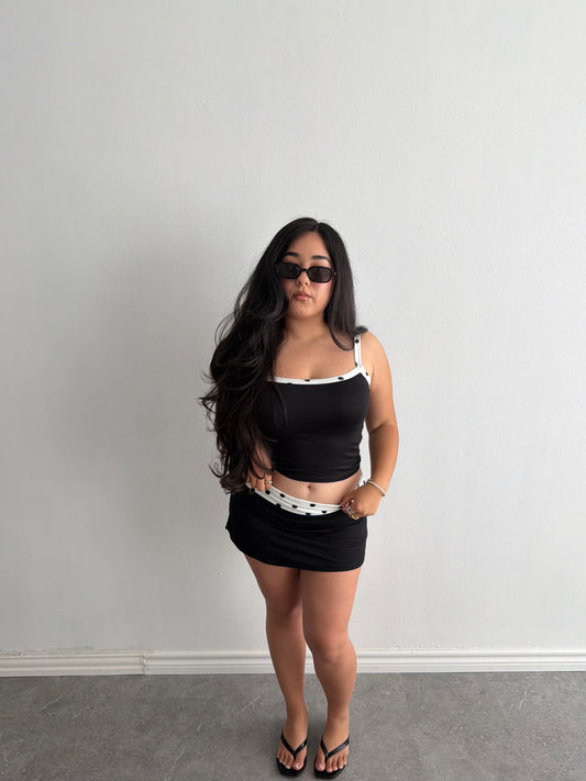 POLKA DOT CONTRAST TANK & SKORT SET