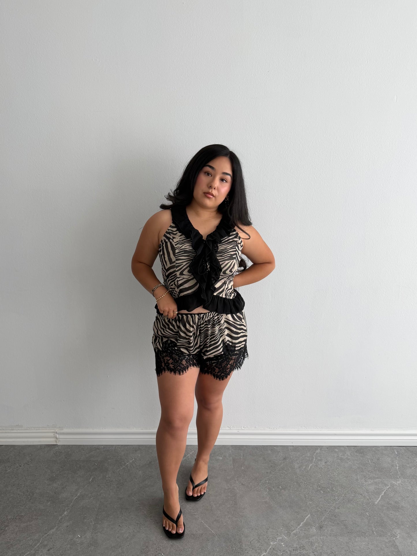 ZEBRA RUFFLE TOP