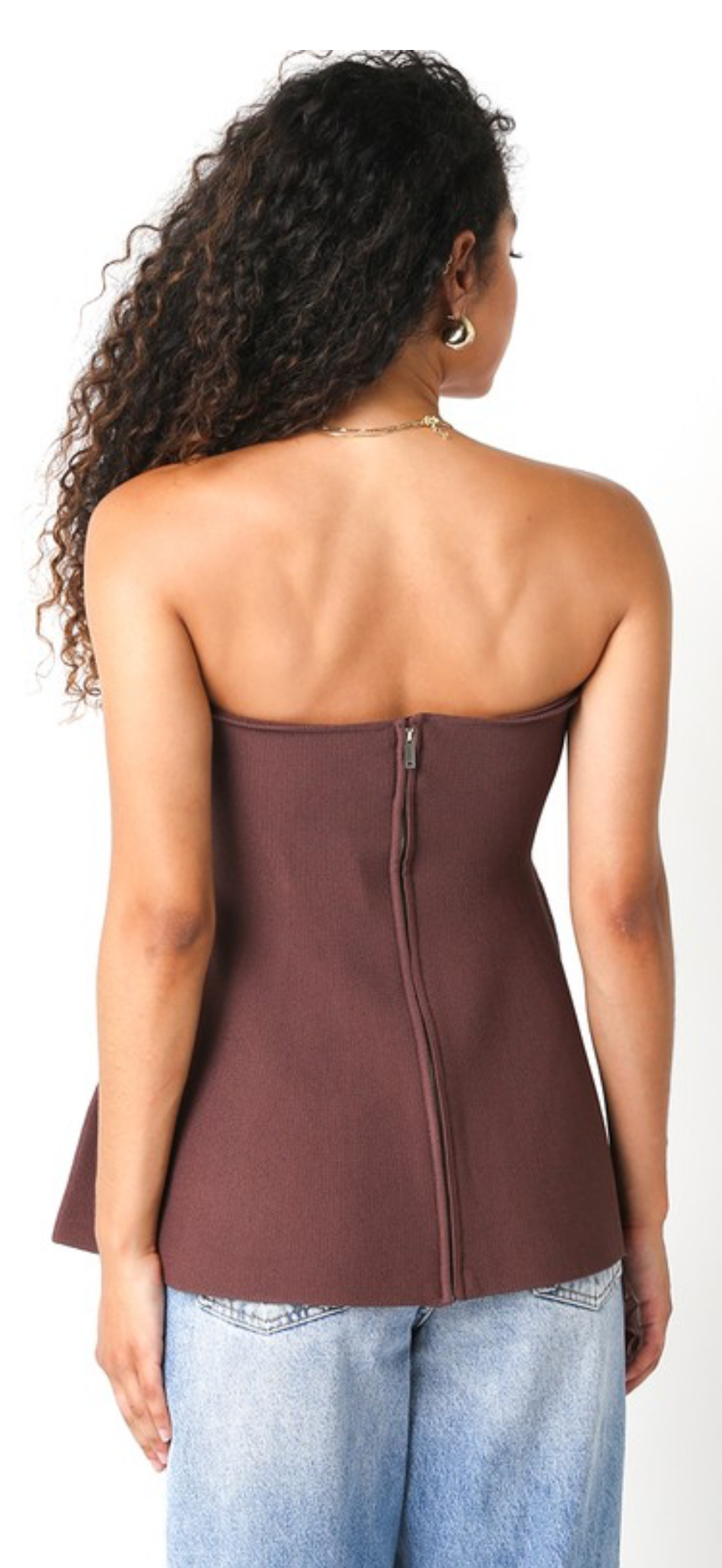 BROWN PEPLUM TOP