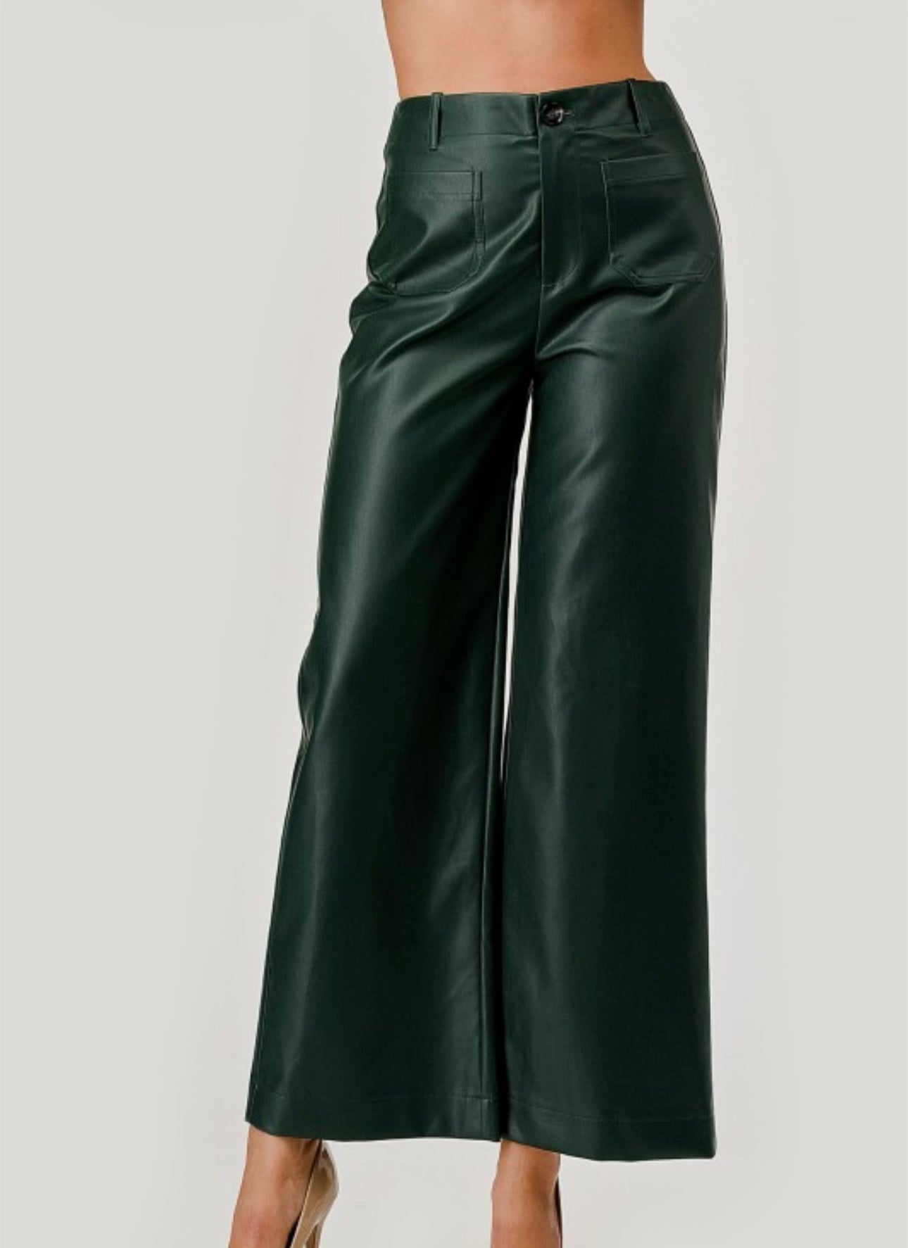 DARK GREEN LEATHER PANTS