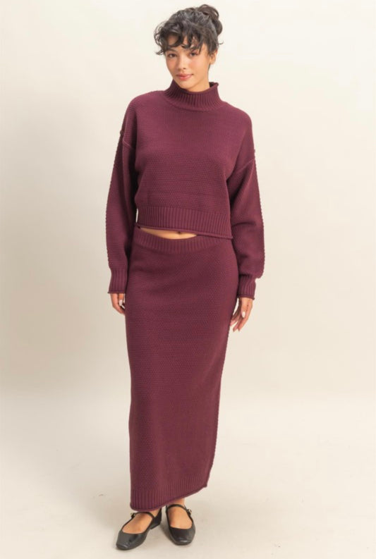 DARK CHERRY SWEATER/SKIRT SET