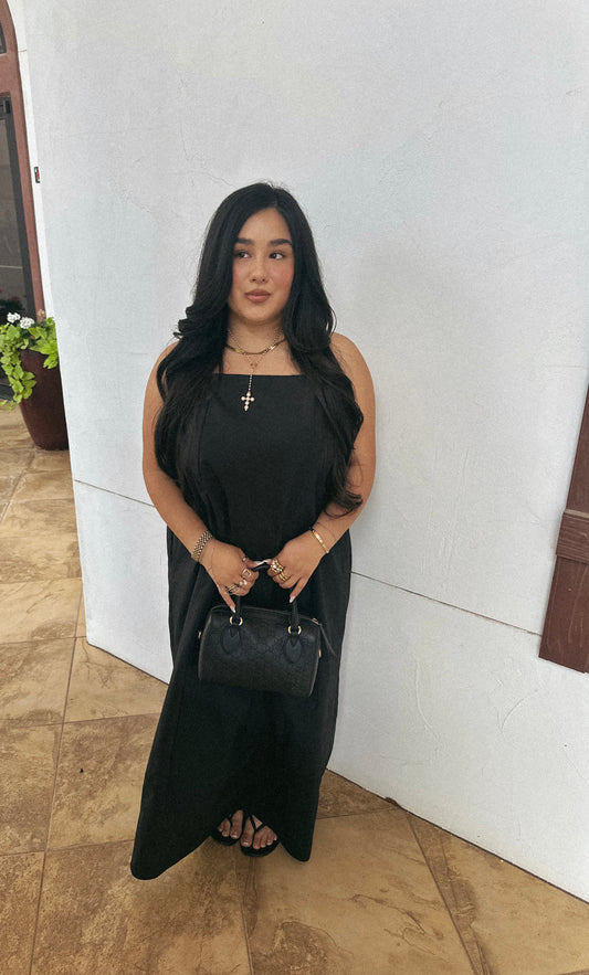 BLACK OPEN BACK DRESS
