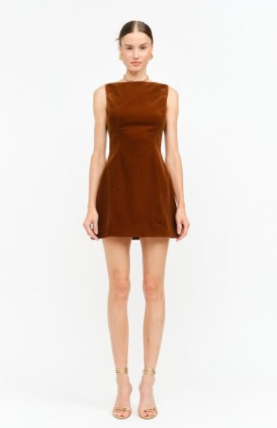 CAMEL VELVET DRESS
