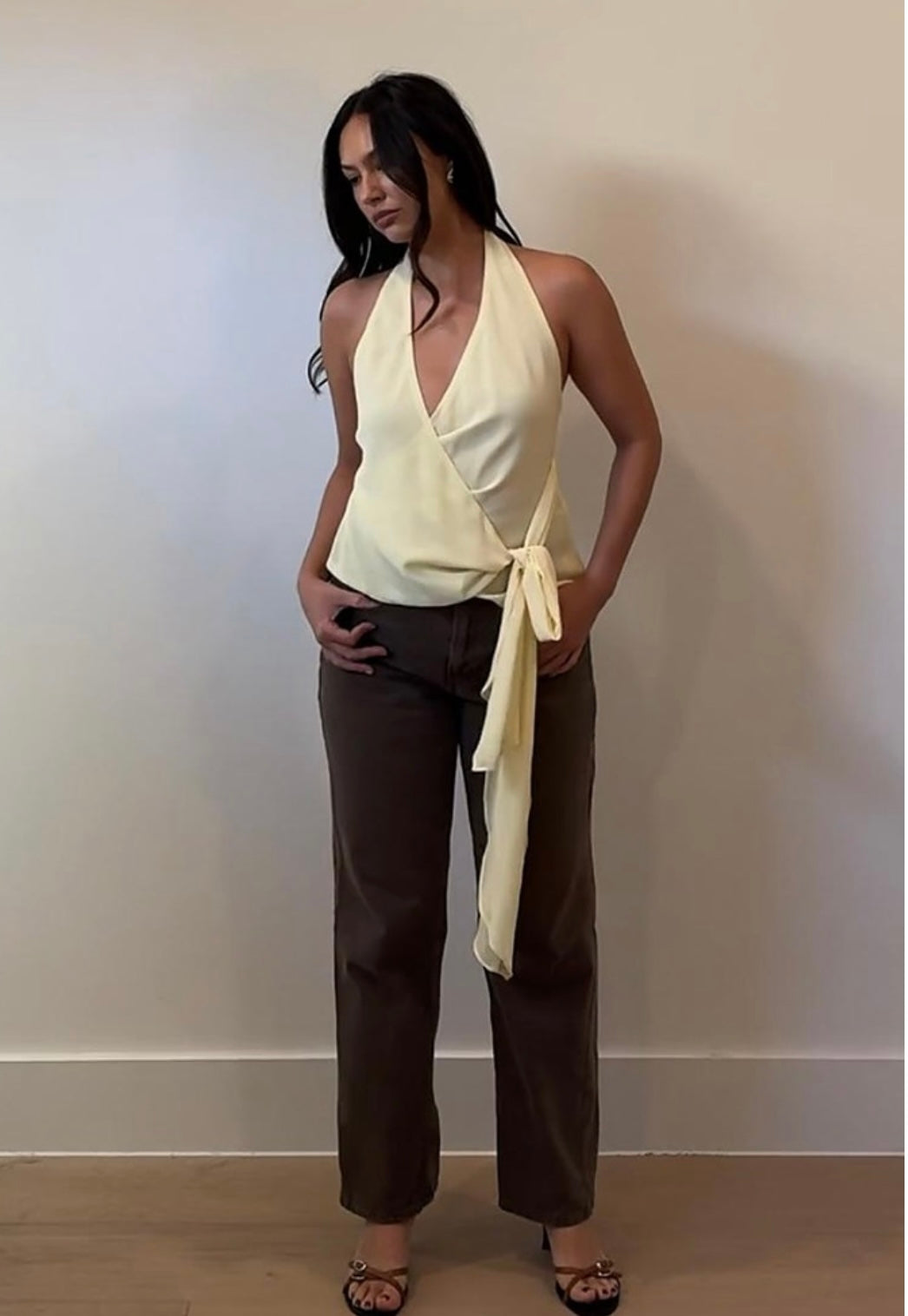 YELLOW SIDE WRAP TOP