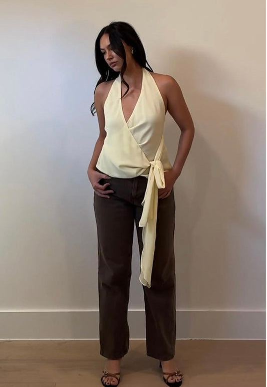 YELLOW SIDE WRAP TOP