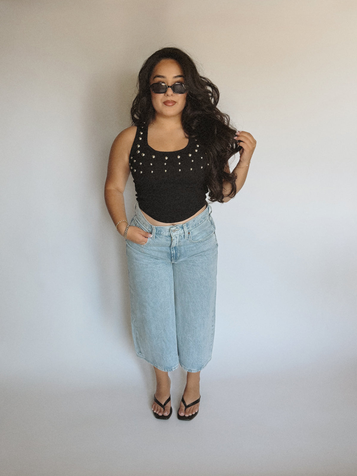 BLACK STUDDED TANK