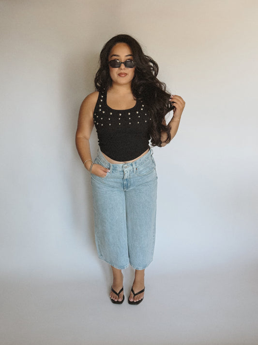 BLACK STUDDED TANK