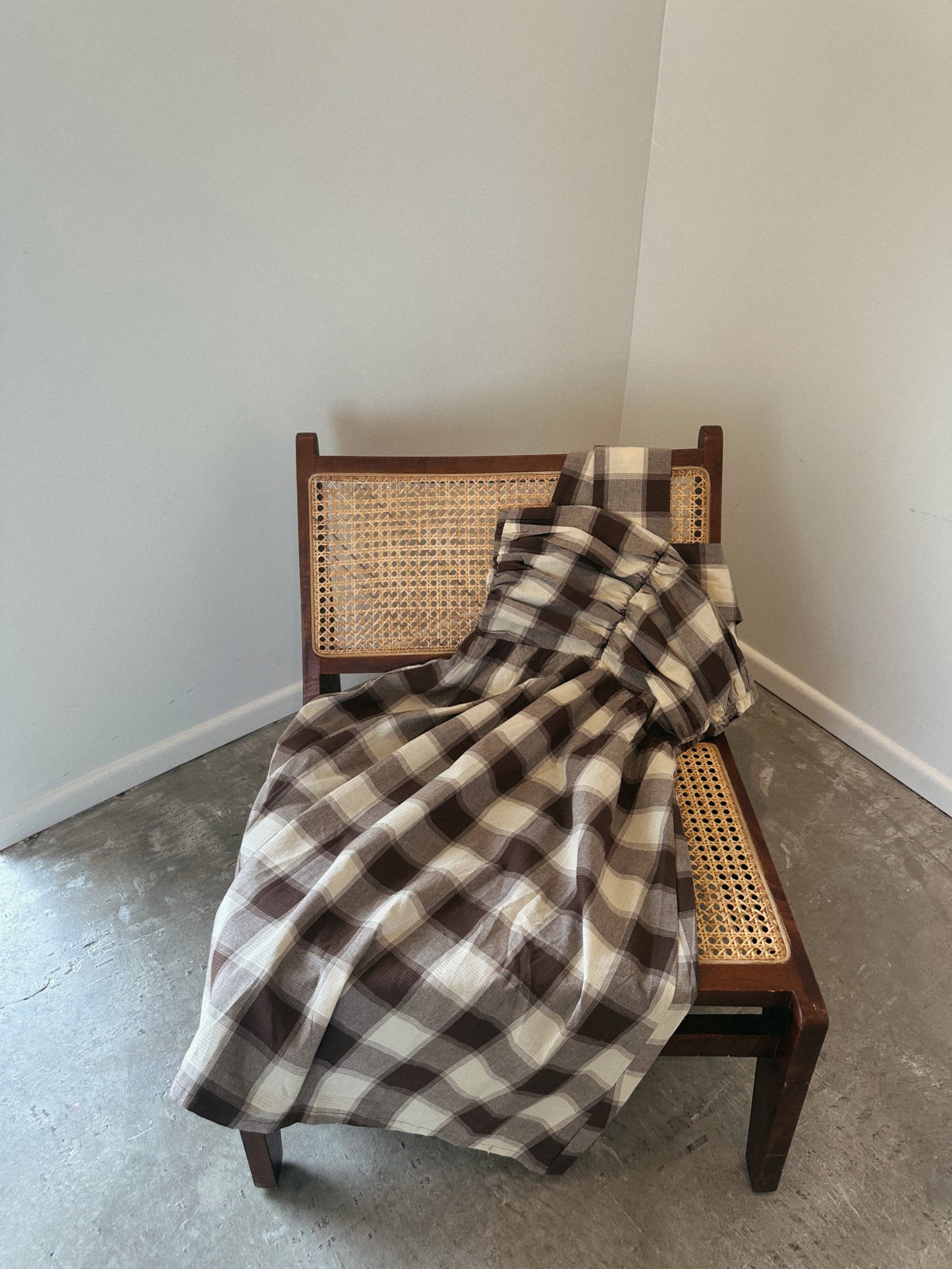 BROWN CHECKERED DRESS